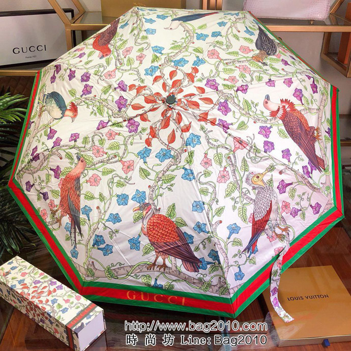 GUCCI古馳 專櫃夏季新款 花卉圖案 全自動折疊晴雨傘 防雨防紫外線隔熱傘  sll1032